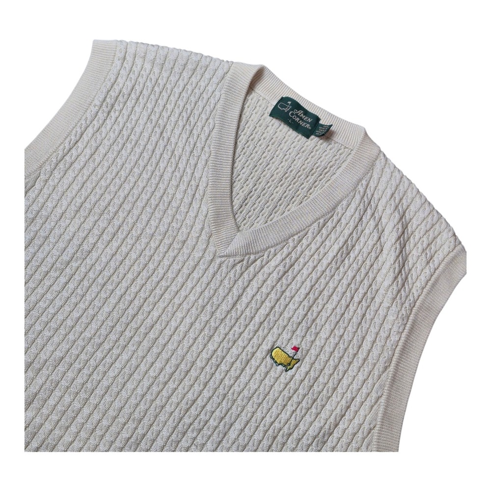 VTG Amen Corner Men's L Masters Golf Sweater Vest Cable Knit Augusta National